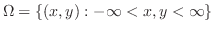 $\Omega = \{(x,y) : -\infty < x, y < \infty\}$