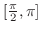 $[\frac{\pi}{2}, \pi]$