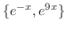 $\displaystyle \{e^{-x}, e^{9x} \} $