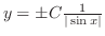 $y = \pm C \frac{1}{\vert\sin{x}\vert}$