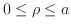 $0 \leq \rho \leq a$