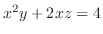 $x^2y + 2xz = 4$
