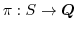 $\pi : S \to \boldsymbol{Q}$