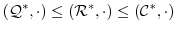 $\displaystyle ({\mathcal Q^*},\cdot) \leq ({\mathcal R^*},\cdot) \leq ({\mathcal C^*},\cdot)$