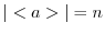 $\vert<a>\vert = n$