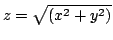$ \displaystyle{z = \sqrt{(x^2 + y^2)}}$