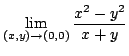 $ \displaystyle{\lim_{(x,y) \to (0,0)}\frac{x^{2} - y^{2}}{x + y}}$