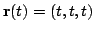 $ {\bf r}(t) = (t,t,t)$