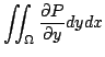 $\displaystyle \iint_{\Omega}\frac{\partial P}{\partial y}dydx$