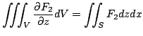 $\displaystyle \iiint_{V}\frac{\partial F_{2}}{\partial z} dV = \iint_{S}F_{2} dz dx $