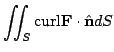 $ \displaystyle{\iint_{S}{\rm curl}{\bf F} \cdot \hat{\bf n} dS}$