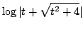 $ \displaystyle{\log{\vert t + \sqrt{t^2 + 4}\vert}}$
