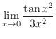 $\displaystyle \lim_{x \to 0}\frac{\tan{x^2}}{3x^{2}}$