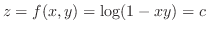 $z = f(x,y) = \log(1 - xy) = c$