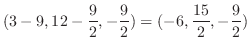 $\displaystyle (3-9,12-\frac{9}{2},-\frac{9}{2}) = (-6,\frac{15}{2},-\frac{9}{2})$