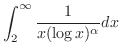 $\displaystyle{\int_{2}^{\infty}\frac{1}{x(\log{x})^{\alpha}}dx}$