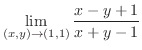 $\displaystyle{\lim_{(x,y) \to (1,1)}\frac{x - y + 1}{x + y - 1}}$