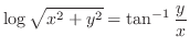 $\displaystyle{\log{\sqrt{x^2 + y^2}} = \tan^{-1}{\frac{y}{x}}}$
