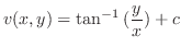 $\displaystyle v(x,y) = \tan^{-1}{(\frac{y}{x})} + c$