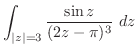 $\displaystyle \int_{\vert z\vert=3}\frac{\sin{z}}{(2z - \pi)^{3}}\ dz$