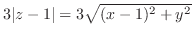 $3\vert z-1\vert = 3\sqrt{(x-1)^2 + y^2}$