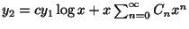 $ y_{2} = cy_{1}\log{x} + x\sum_{n=0}^{\infty}C_{n}x^{n}$