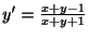 $ y^{\prime} = \frac{x + y - 1}{x + y + 1}$