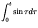 $\displaystyle \int_{0}^{t} \sin{\tau} d\tau$