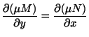 $\displaystyle \frac{\partial (\mu M)}{\partial y} = \frac{\partial (\mu N)}{\partial x} $