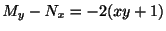 $ M_{y} - N_{x} = -2(xy + 1)$