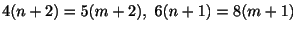 $\displaystyle 4(n+2) = 5(m+2), \ 6(n+1) = 8(m+1) $