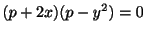 $ (p + 2x)(p - y^2) = 0$