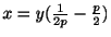 $ x = y(\frac{1}{2p} - \frac{p}{2})$
