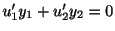$ u_{1}^{\prime}y_{1} + u_{2}^{\prime}y_{2} = 0$