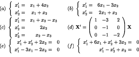 \begin{displaymath}\begin{array}{ll}
(a) \ \left\{\begin{array}{rc}
x_{1}^{\prim...
... - x_{2}^{\prime} + x_{2} =& 0
\end{array} \right .
\end{array}\end{displaymath}