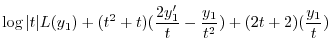 $\displaystyle \log{\vert t\vert}L(y_{1}) + (t^2 + t)(\frac{2y_{1}^{\prime}}{t} - \frac{y_{1}}{t^2}) + (2t +2)( \frac{y_{1}}{t})$