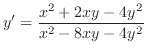 $\displaystyle{y^{\prime} = \frac{x^{2}+2xy-4y^{2}}{x^{2}-8xy-4y^{2}}}$
