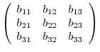 $\left(\begin{array}{rrr}
b_{11}&b_{12}&b_{13}\\
b_{21}&b_{22}&b_{23}\\
b_{31}&b_{32}&b_{33}
\end{array}\right )$