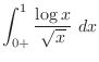 $\displaystyle \int_{0+}^{1}\frac{\log{x}}{\sqrt{x}}\ dx$