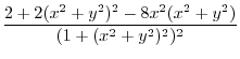 $\displaystyle \frac{2 + 2(x^2 + y^2)^2 - 8x^2(x^2 + y^2)}{(1 + (x^2 + y^2)^2)^2}$