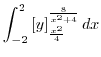 $\displaystyle \int_{-2}^{2}\left[y\right]_{\frac{x^2}{4}}^{\frac{8}{x^2 + 4}} dx$