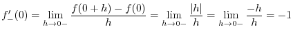 $\displaystyle \lim_{h \rightarrow 0} \frac{f(0+h) - f(0)}{h} = \lim_{h \rightarrow 0}\frac{\sin{h} - 0}{h} = 1 $