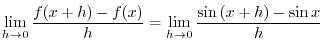 $\displaystyle f_{-}^{\prime}(0) = \lim_{h \rightarrow 0-}\frac{f(0+h) - f(0)}{h...
...ightarrow 0-}\frac{\vert h\vert}{h} = \lim_{h \rightarrow 0-}\frac{-h}{h} = -1 $