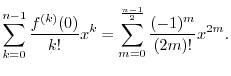 $\displaystyle f(b) = \underbrace{f(a) + f^{\prime}(a)(b-a) + \cdots + \frac{f^{...
...1)!}(b-a)^{n-1}}_{\rm Taylor polynomial} + \underbrace{R_{n}}_{\rm Remainder}, $