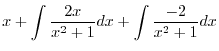 $\displaystyle{2. \ \int \frac{1}{x} dx = \log{\vert x\vert} + c}$