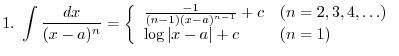 $\left\{\begin{array}{lcl}
f(x) = x & & g'(x) = e^{-x}\\
&\searrow& \\
f'(x) = 1 &\leftarrow& g(x) = \int e^{-x}dx = -e^{-x}
\end{array}\right.$