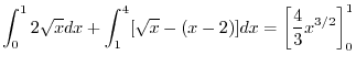 $\displaystyle \int_{-1}^{0}\frac{1}{x^{2/3}}\:dx = \lim_{\varepsilon \to 0-}\in...
...im_{\varepsilon \to 0-}\left[3x^{1/3}\right]_{-1}^{\varepsilon} = 0 - (-3) = 3.$