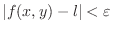 $\vert f(x,y) - l\vert < \varepsilon$