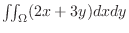 $\iint_{\Omega}(2x + 3y)dxdy$