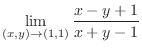 $\displaystyle{\lim_{(x,y) \to (1,1)}\frac{x - y + 1}{x + y - 1}}$